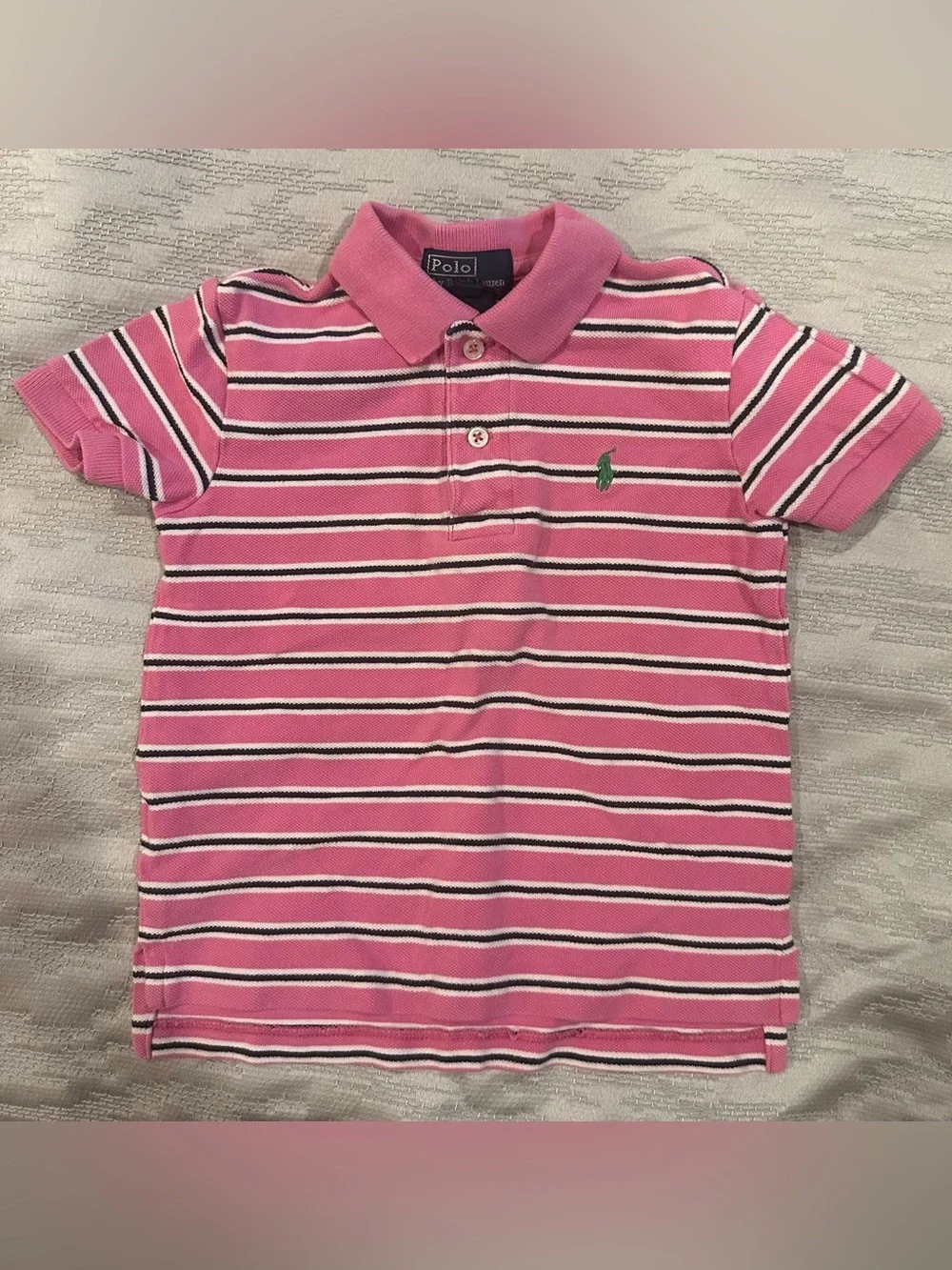Polo Ralph Lauren boy’s pink striped polo shirt